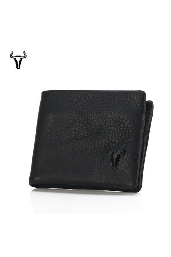 Black Genuine Leather Wallet for Men Slim Bifold Wallets Minimalist Credit Card Wallet With 5 Card Slots 1 ID Window 1 Bill Compartment 1 Hidden Zipper Pocket,Christmas Father's Day Gift,Gift For Him