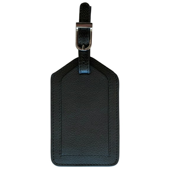 Black Genuine Top Grain Leather Luggage Tag