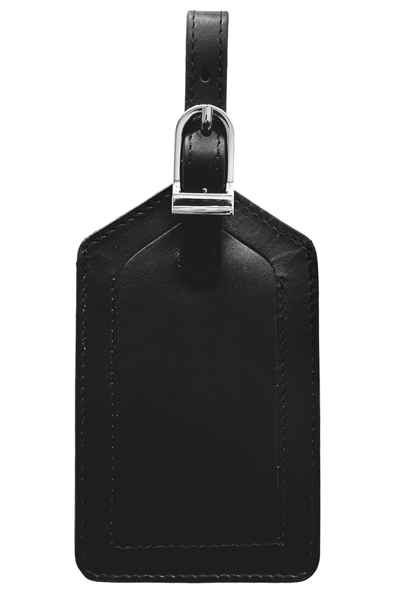 Black Genuine Top Grain Leather Luggage Tag