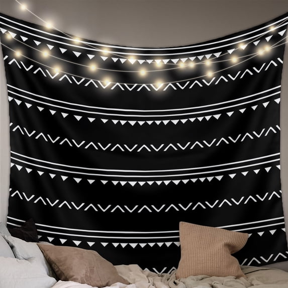 Black Geometric Abstract Art Large Tapestry for Bedroom Wall Hanging Tapestry,White Stripes Triangle Arrow Ceiling Backdrop Tapestries Poster Blanket Wall Decor for Teens Room Living Room 86" x 104"