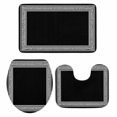 thumbnail image 1 of Black Geometric Bath Mat 3 Piece Bathroom Rug Set, Country Farm Traditional Chinese Tile Non Slip Bath Rug Contour Mat and Toilet Lid Cover, Absorbent Shower Mats Soft Bath Rugs and Mats Sets, 1 of 8