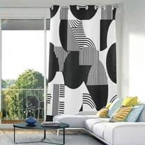 Black Geometric Blackout Curtains 84"x52" Thermal Insulated Curtain 1 Panel