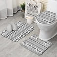 thumbnail image 1 of Black Geometric Border Pattern Bathroom Rugs Sets 3 Piece,Toilet Cover Set,Absorbent Non Slip Bathroom Mats Sets with U-Shaped Contour Rug Toilet Rug Set, 1 of 5