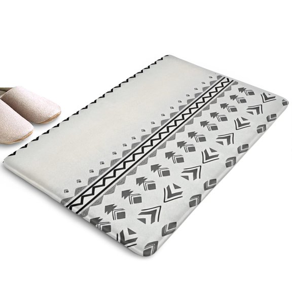 Black Geometric Border Pattern Flannel Non Slip Door Rugs,Washable Door Mats Indoor,Decorative Door Mats,Dirt-Resistant and Absorbent Doormat for Entrance,Bedroom,Kitchen,Bathroom,23.5x16in(60x40cm)