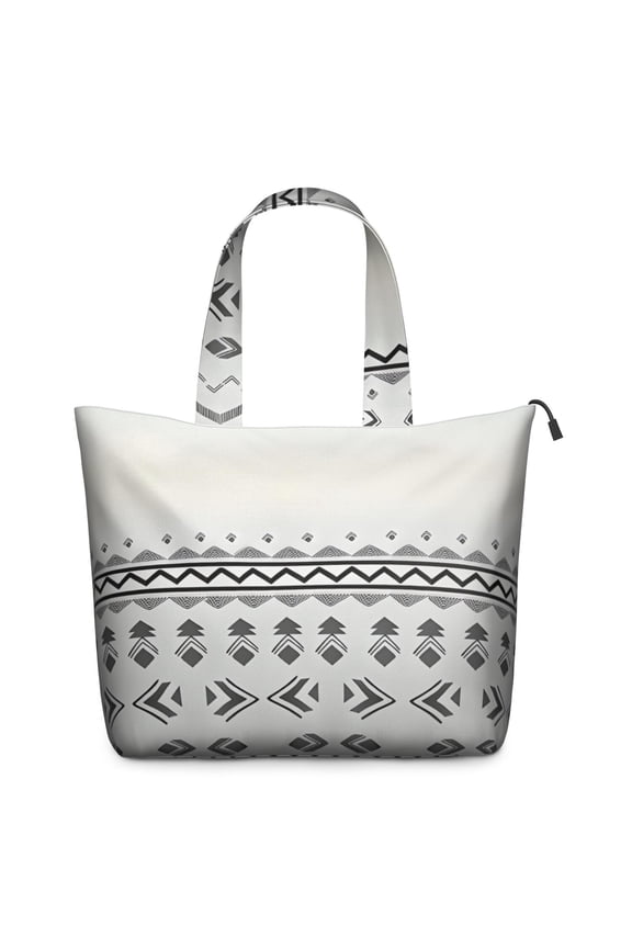 Black Geometric Border Pattern Travel Tote Bags for Women Carry On,Large Weekender Bags for Women Travel,Multi Functional Duffle Bag for Work,Shopping,Sports