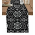 thumbnail image 1 of Black Geometric Burlap-Cotton Table Runner 48 Inches Long,Contemporary Abstract Art Farmhouse Table Runners,Outdoor Dining Tablecloths Decor for Baby Shower Party Wedding 13x48, 1 of 9