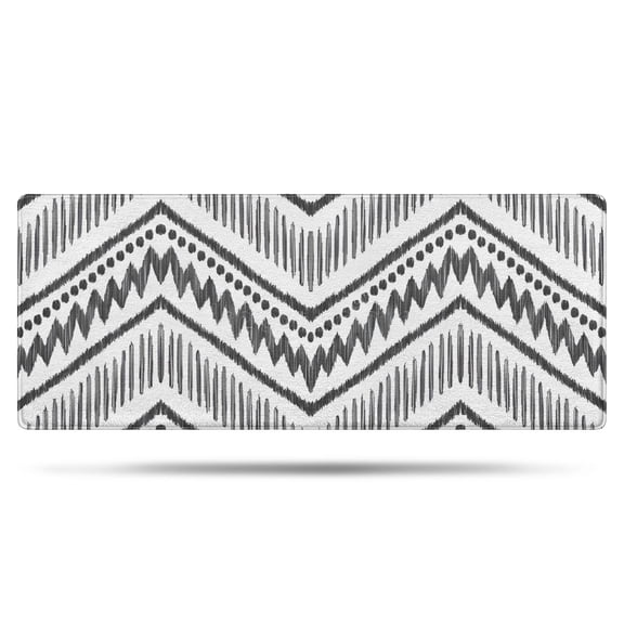 Black Geometric Chevron Dot Pattern Bathroom Rugs Mat,Non Slip Microfiber Bathroom Rug,Rubber Backing,Soft Bathroom Mats for Bathroom Floor,Tub and Shower,60x24in(150x60cm)