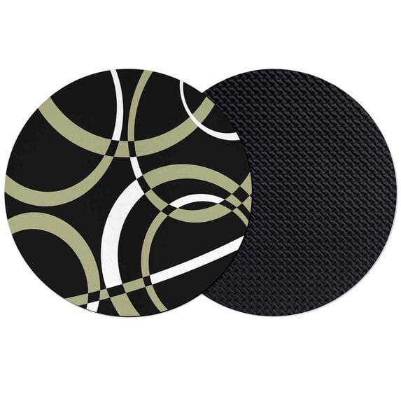Black Geometric Coasters Set of 2, Absorbent Coasters for Drinks, Modern Sage Green White Striped Art Coaster for Desk Coffee Table Protection, Home Decor House Warming Gifts 4"