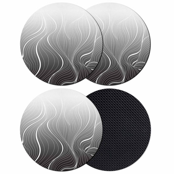 Black Geometric Coasters Set of 4, Absorbent Coasters for Drinks, Modern White Stripe Abstract Distortion Art Coaster for Desk Coffee Table Protection, Home Decor House Warming Gifts 4"