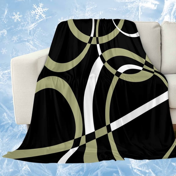 Black Geometric Cooling Blanket,Lightweight Breathable Summer Throw Blanket with Double Sided Cold Effect,Modern Sage Green White Striped Art Picnic Blankets Bed Sheet for Hot Sleepers 30"x40"