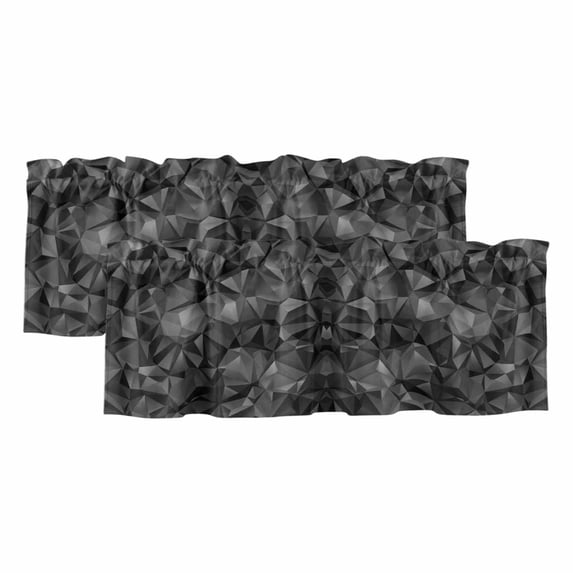 Black Geometric Curtain Valances for Windows, Kitchen Valance Window Treatments Panel 2 Pack, Contemporary Minimalism Abstract Pattern Rod Pocket Short Curtains for Bathroom Bedroom 60 x 18 Inch
