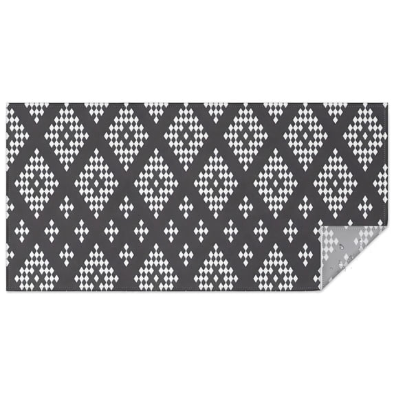 Black Geometric Diamond Dot Pattern Rectangle Tablecloth 60"x120",Waterproof Polyester Rectangle Table Cloth, Wipeable Spillproof Polyester Tablecloth for Dining, Camping, Indoor and Outdoor