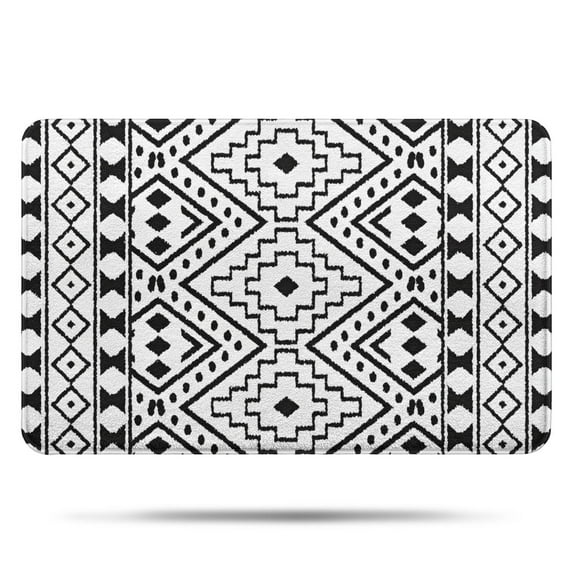 Black Geometric Diamond Pattern Bathroom Rugs Mat,Non Slip Microfiber Bathroom Rug,Rubber Backing,Soft Bathroom Mats for Bathroom Floor,Tub and Shower,17x27in(43x68cm)