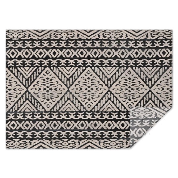 Black Geometric Diamond Pattern Rectangle Tablecloth 60"x84",Waterproof Polyester Rectangle Table Cloth, Wipeable Spillproof Polyester Tablecloth for Dining, Camping, Indoor and Outdoor
