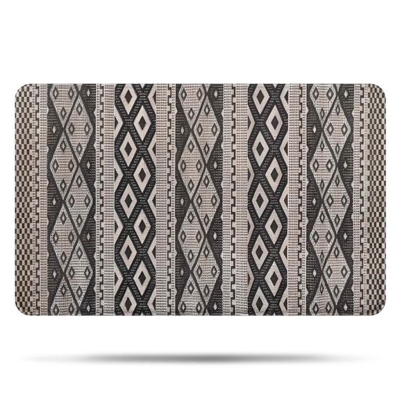 Black Geometric Diamond Striped Pattern Bathroom Rugs Mat,Non Slip Microfiber Bathroom Rug,Rubber Backing,Soft Bathroom Mats for Bathroom Floor,Tub and Shower,20x32in(50x80cm)