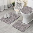 thumbnail image 1 of Black Geometric Diamond Striped Pattern Bathroom Rugs Sets 3 Piece,Toilet Cover Set,Absorbent Non Slip Bathroom Mats Sets with U-Shaped Contour Rug Toilet Rug Set, 1 of 5