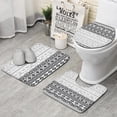 thumbnail image 1 of Black Geometric Diamond Striped Pattern Bathroom Rugs Sets 3 Piece,Toilet Cover Set,Absorbent Non Slip Bathroom Mats Sets with U-Shaped Contour Rug Toilet Rug Set, 1 of 5