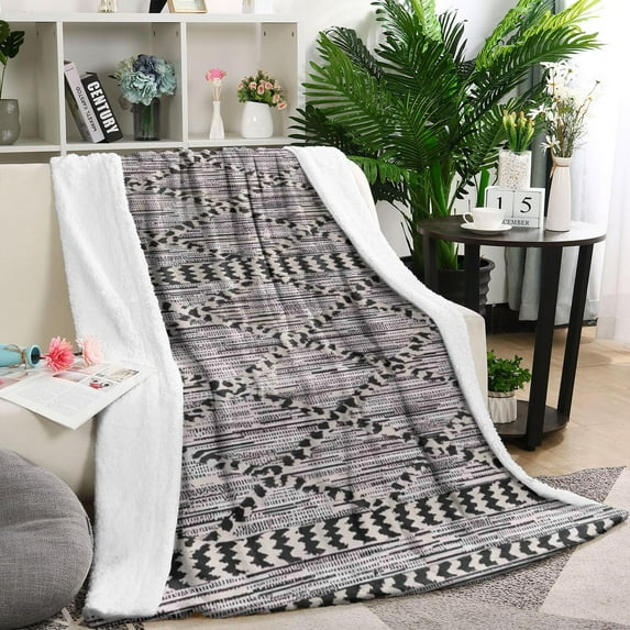 Black Geometric Diamond Striped Pattern Blanket,Comfortable Soft Flannel Throw Blanket,All Season,Warm Lightweight Blankets for Sofa Bed Couch Living Room Chair,60"x80"