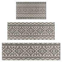 Black Geometric Diamond Striped Pattern Kitchen Rugs Sets Of 3,Kitchen Runner Rugs Non Skid Washable,Decorative Kitchen Floor Mats for Kitchen,Sink,Laundry,17"x30" 17"x47" 17"x59"