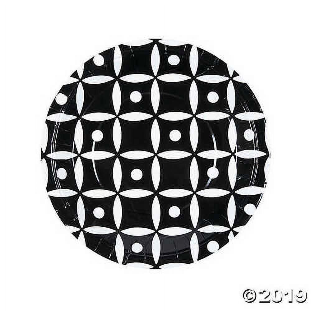 Black Geometric Dinner Paper Plates