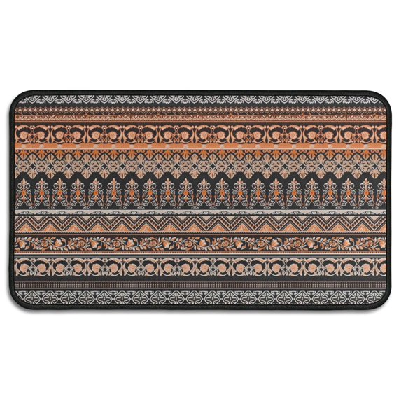 Black Geometric and Floral Pattern Door Rugs,Washable Non Slip Door Mats Indoor,Decorative Door Mats,Entry Mat Indoor for Entrance,Bedroom,Kitchen,Bathroom,30"x17"