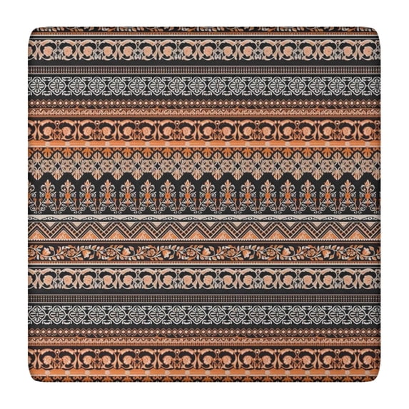 Black Geometric and Floral Pattern Square Fitted Tablecloth with Elastic Edge,Square Table Cover,Washable Elastic Table Cover for Home Kitchen Party Decor 36"x36"