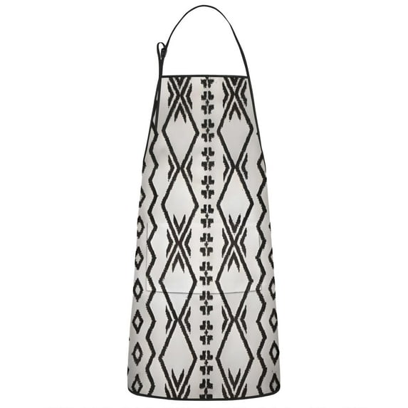 Black Geometric Flower Diamond Pattern Apron-Garden Aprons for Women with Pockets-Cotton Linen Waterproof Kitchen Cooking Gardening Aprons Adjustable for Kitchen,Cooking,BBQ and Salon 33x27 Inch