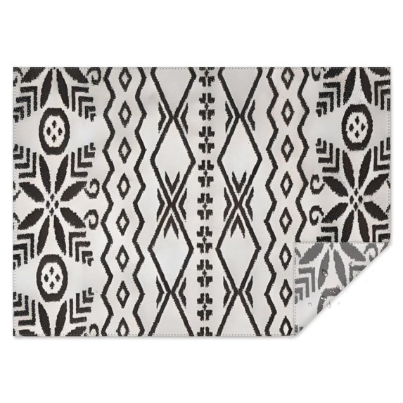 Black Geometric Flower Diamond Pattern Rectangle Tablecloth 60"x84",Waterproof Polyester Rectangle Table Cloth, Wipeable Spillproof Polyester Tablecloth for Dining, Camping, Indoor and Outdoor