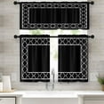 thumbnail image 1 of Black Geometric Kitchen Window Curtains Valance and Tier Set 36 Inch Farmhouse Moroccan Lattice Gothic Rod Pocket Short Tier Curtain, Abstract Small Drapes for Kitchen Decor, 1 of 6
