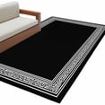 thumbnail image 1 of Black Geometric Large Area Rugs for Bedroom Living Room, Soft Non Slip Carpet Bedside Rug, Country Farm Traditional Chinese Tile Rectangular Floor Cover Kitchen Accent Rug 4'x6' for Office, 1 of 9