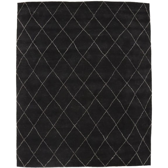 Black Geometric Modern 8X10 Moroccan Style Oriental Rug