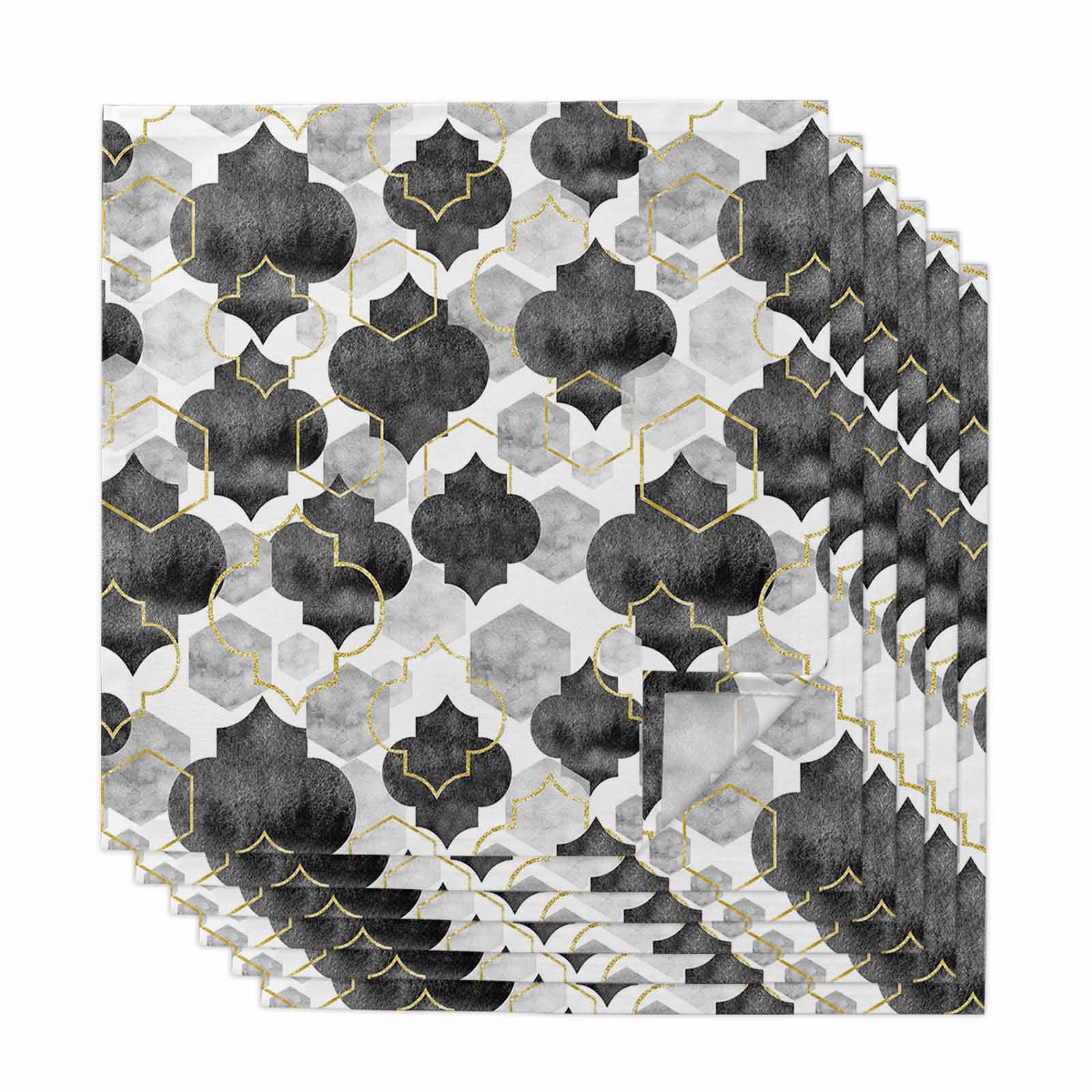 Black Geometric Moroccan Cloth Napkins, Abstract Art Grey Ombre Modern ...