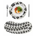 thumbnail image 1 of Black Geometric Moroccan Round 13 Inch Placemats Set of 8, Abstract Art Grey Ombre Modern HeatResistant Non Slip Place Mats for Dining Table, Wipeable Braided Kitchen Table Mats for Housewarming, 1 of 9