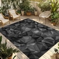 thumbnail image 1 of Black Geometric Outdoor Rug for Patio/Deck/Porch, Non-Slip Large Area Rug 3 x 5 Ft, Contemporary Minimalism Abstract Pattern Indoor Outdoor Rugs Washable Area Rugs, Camping Rug Carpet Runner, 1 of 8