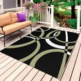 thumbnail image 1 of Black Geometric Outdoor Rug for Patio/Deck/Porch, Non-Slip Large Area Rug 5 x 7 Ft, Modern Sage Green White Striped Art Indoor Outdoor Rugs Washable Area Rugs, Reversible Camping Rug Carpet Runner, 1 of 8