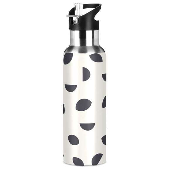 Black Geometric Pattern 1000ml Double Walled Stainless Steel LeakProof Sports Bottle Thermo 8h Portable