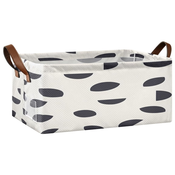 Black Geometric Pattern Open Home Storage Bins Foldable Metal Frame Shelf Baskets 16.9x11.4x7.7in Water-Resistant