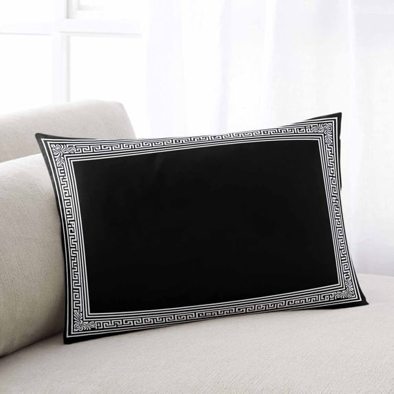 Black Geometric Pillow Covers 24x36 Inch Cal King Size, Greek Key Design Abstract Modern Art Decorative Pillowcase with Zipper, Microfiber Breathable Pillowcases for Sofa Bed Living Room