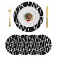 thumbnail image 1 of Black Geometric Round 13 Inch Placemats Set of 4, Abstract Stripes Modern Simple HeatResistant Non Slip Place Mats for Dining Table, Wipeable Braided Kitchen Table Mats for Housewarming, 1 of 9