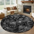thumbnail image 1 of Black Geometric Round Area Rug 7Ft Washable Circle Rugs for Dorm Laundry Room, Contemporary Minimalism Abstract Pattern Non-Slip Carpet Floor Mats Indoor Outdoor Carpet Runner Aesthetic Home Decor, 1 of 8