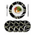 thumbnail image 1 of Black Geometric Round Placemats Set of 4 for Dinning Tables,Heat-proof Braided Table Mats 15 Inch,Modern Sage Green White Striped Art Washable Place Mat for Kitchen Restaurant Party Table Decor, 1 of 9