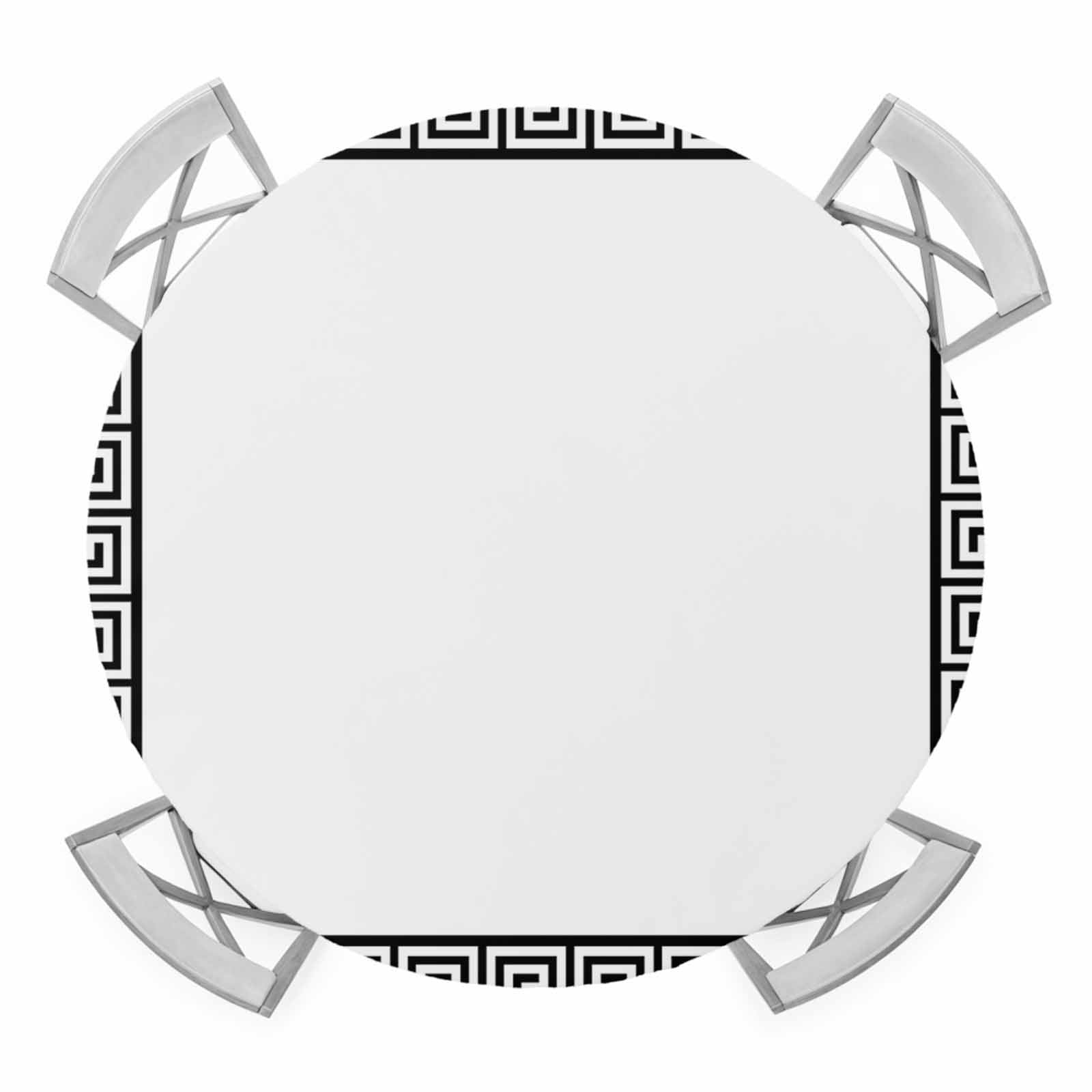 Black Geometric Round Tablecloth for 36-44 Inch Tables,Fitted Table ...