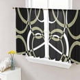 thumbnail image 1 of Black Geometric Semi Sheer Curtains 54 Inch Length 2 Panels Set, Modern Sage Green White Striped Art Sheer Kitchen Curtain Privacy Voile Window Curtain for Living Room Bedroom Rod Pocket Drapes, 1 of 7