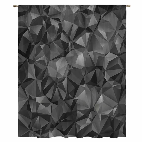 Black Geometric Sheer Curtains 84 Inches Long, Contemporary Minimalism Abstract Pattern Light Filering Curtains, Breathable Simi Curtain Privacy Drapes for Living Room Bedroom Window Treatment