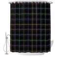 thumbnail image 1 of Black Geometric Shower Curtain, Waterproof Shower Curtains for Bathroom, Vintage Grid Plaid Colorful Lines Washable Fabric Bathtub Curtain Set Bath Decor with 12 Hooks Stall 36"x72", 1 of 8