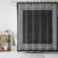 thumbnail image 1 of Black Geometric Shower Curtains for Bathroom, White Greek Key Design Burlap Modern Art Waterproof Fabric Shower Curtain, Decorative Bathroom Curtain for Bathtub, 36"x72" , No Hooks Included, 1 of 9