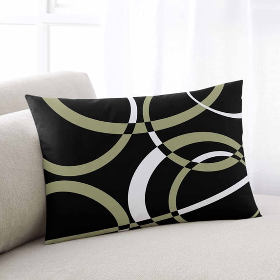 Black Geometric Standard Pillow Covers, Modern Sage Green White Striped Art Soft Throw Pillow Cases with Invisible Zipper, Decorative Pillowcase Pillows Protectors for Sofa Bed Chair 20"x26"