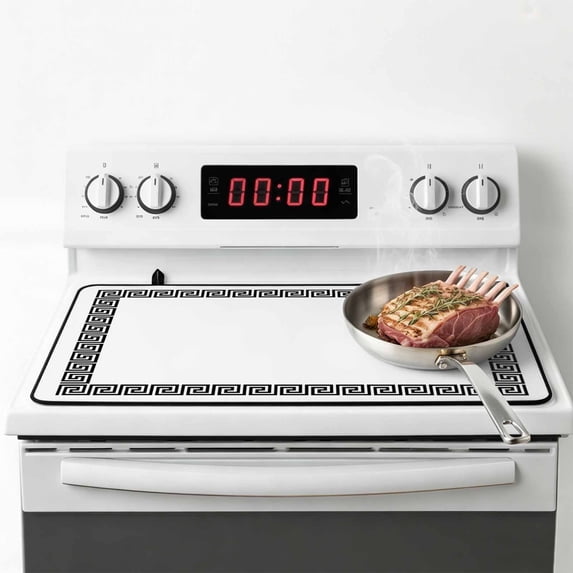 Black Geometric Stove Top Cover for Electric Stove, Heat-proof & Non ...