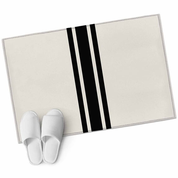 Black Geometric Stripe, 2'x3' Washable Rug, Abstract Farmhouse Style Non-Slip Soft Doormat Area Rugs for Entrance Bathroom Bedsides, Carpet for Kitchen Bedroom, Entryway Floor Mat