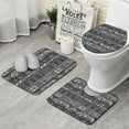 thumbnail image 1 of Black Geometric Striped Pattern Bathroom Rugs Sets 3 Piece,Toilet Cover Set,Absorbent Non Slip Bathroom Mats Sets with U-Shaped Contour Rug Toilet Rug Set, 1 of 5